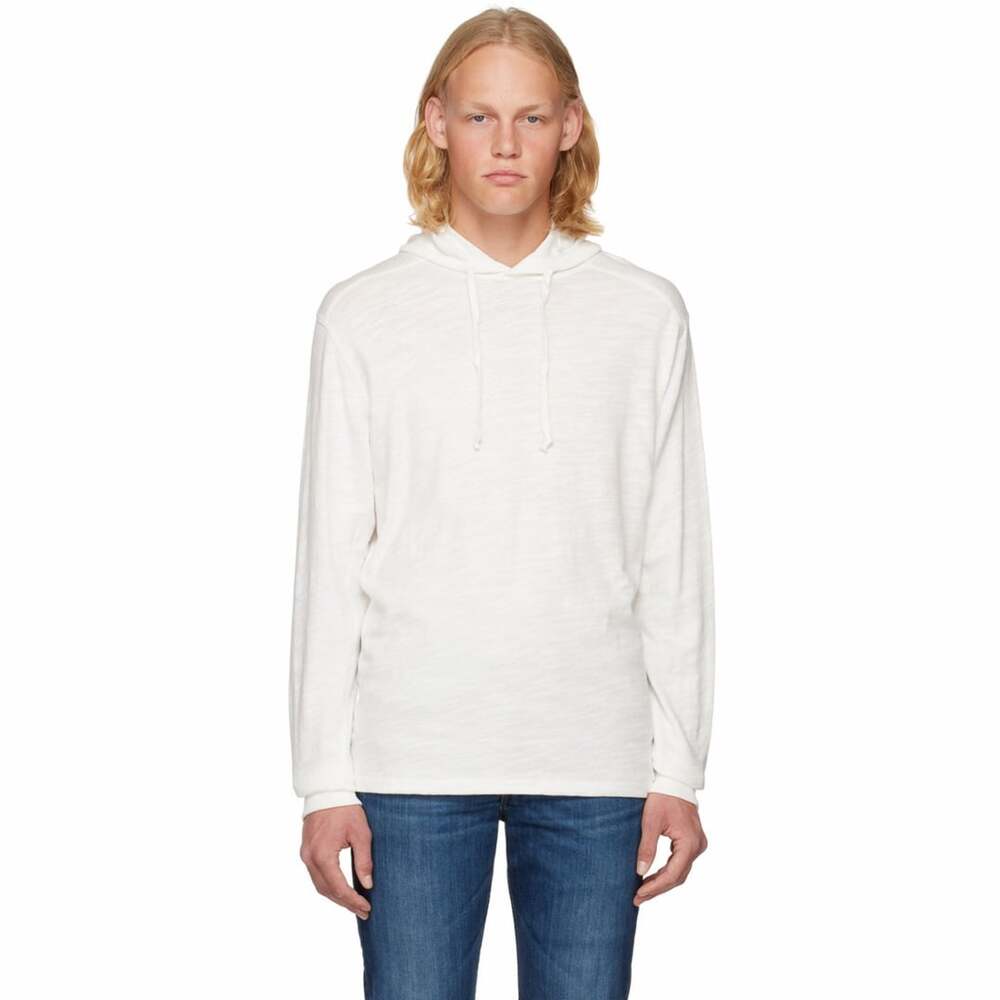 Rag & Bone Classic Flame Hoodie Size S/P White Slub Long Sleeve